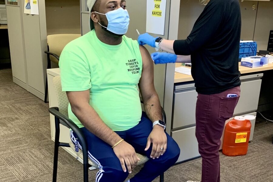 DSP Shane Turner getting vaccinated